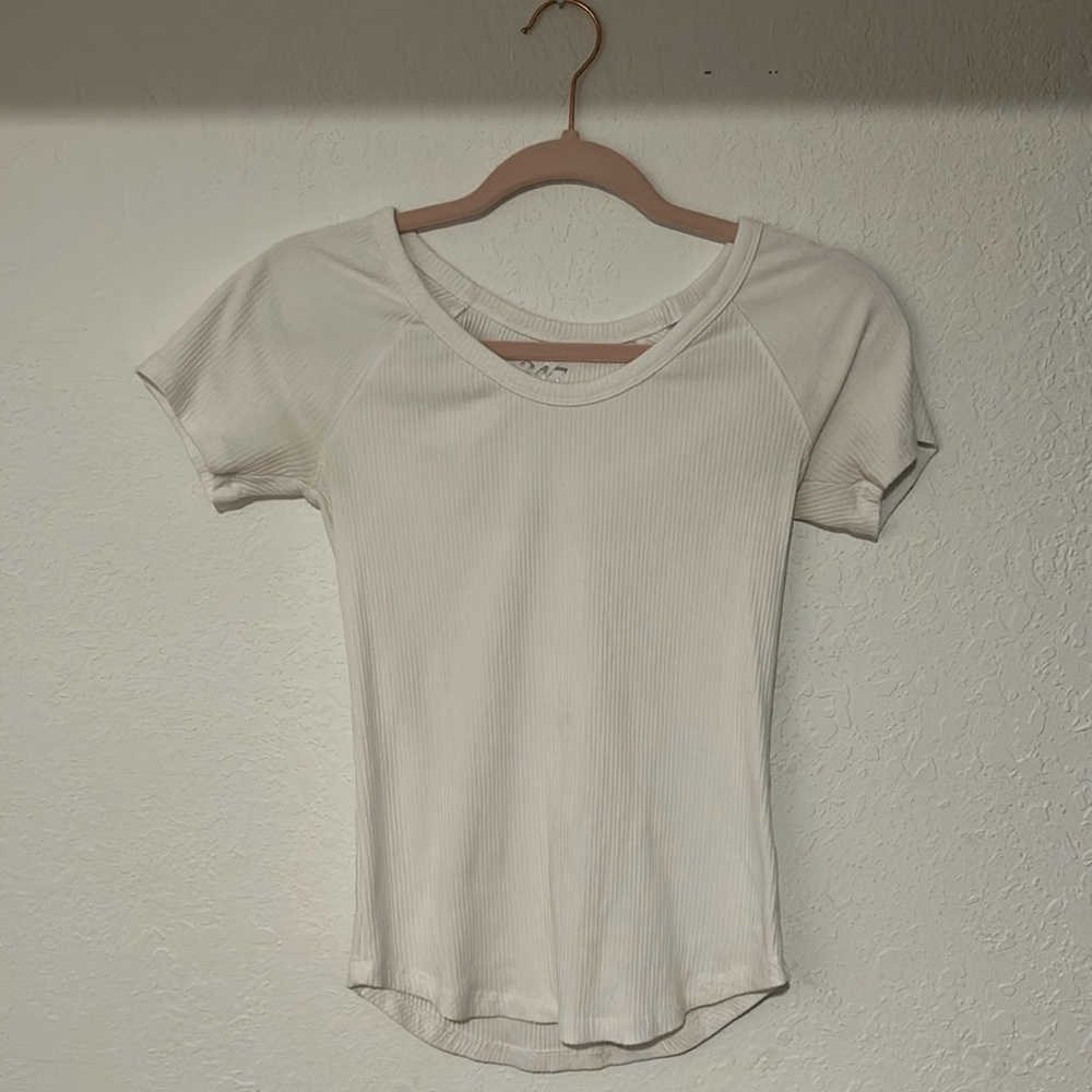 White ribbed tight fitting top